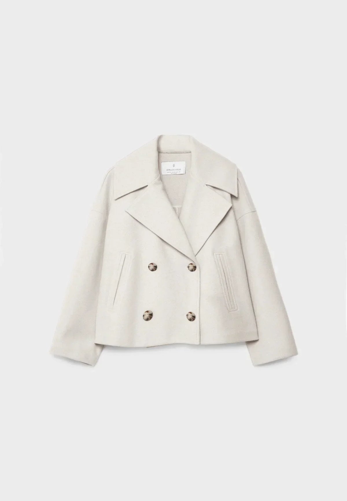 Veste Femme Courte Oversize à Double Boutonnage  Col Tailleur