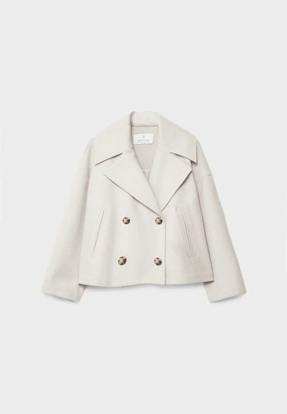 Veste Femme Courte Oversize à Double Boutonnage  Col Tailleur
