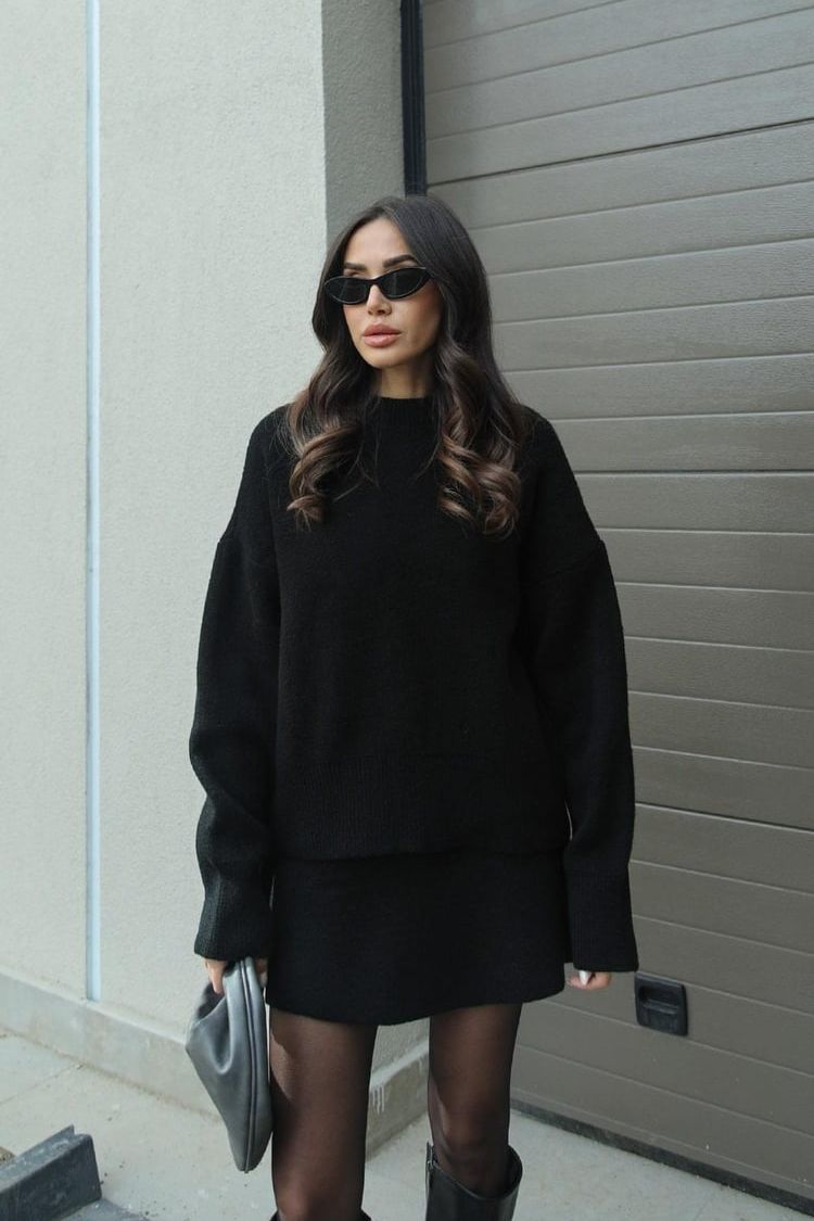 Koriora | Ensemble Cozy 2 Pièces Anora — Pull Oversize & Jupe Automne-Hiver Élégant