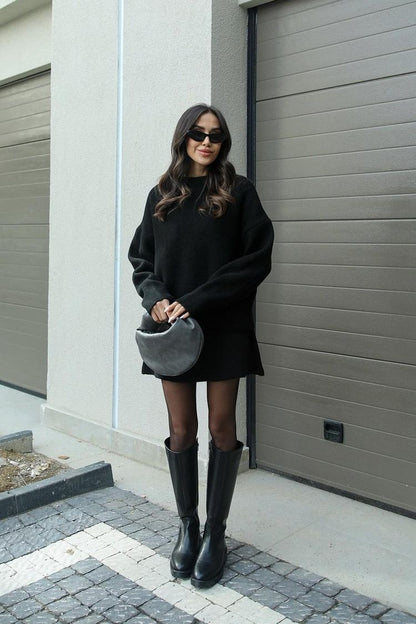 Koriora | Ensemble Cozy 2 Pièces Anora — Pull Oversize & Jupe Automne-Hiver Élégant