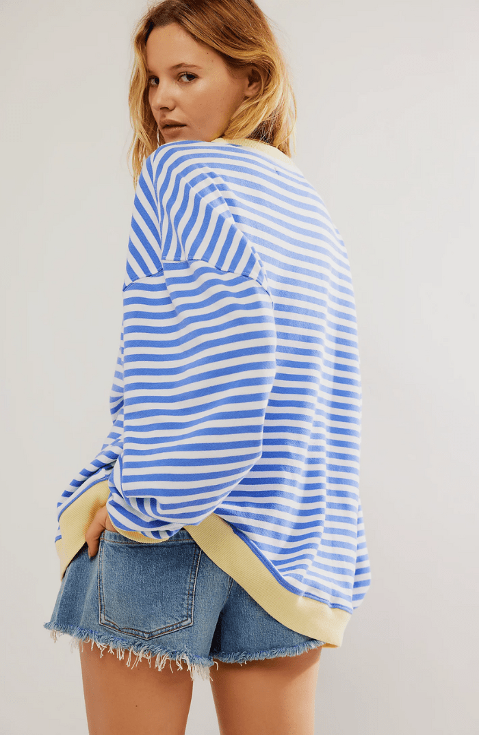 Koriora | Women's Oversized Striped Round-Neck Jumper — Contrast Trims and Modern Relaxed Style