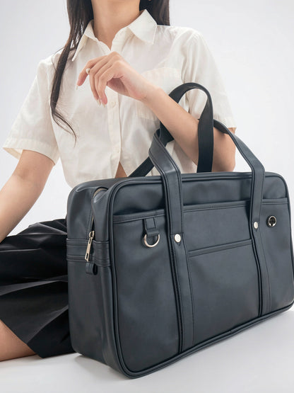 Sac Cabas Femme Grand Format Marron  Effet Cuir, Poche PC & Fermeture Zippée