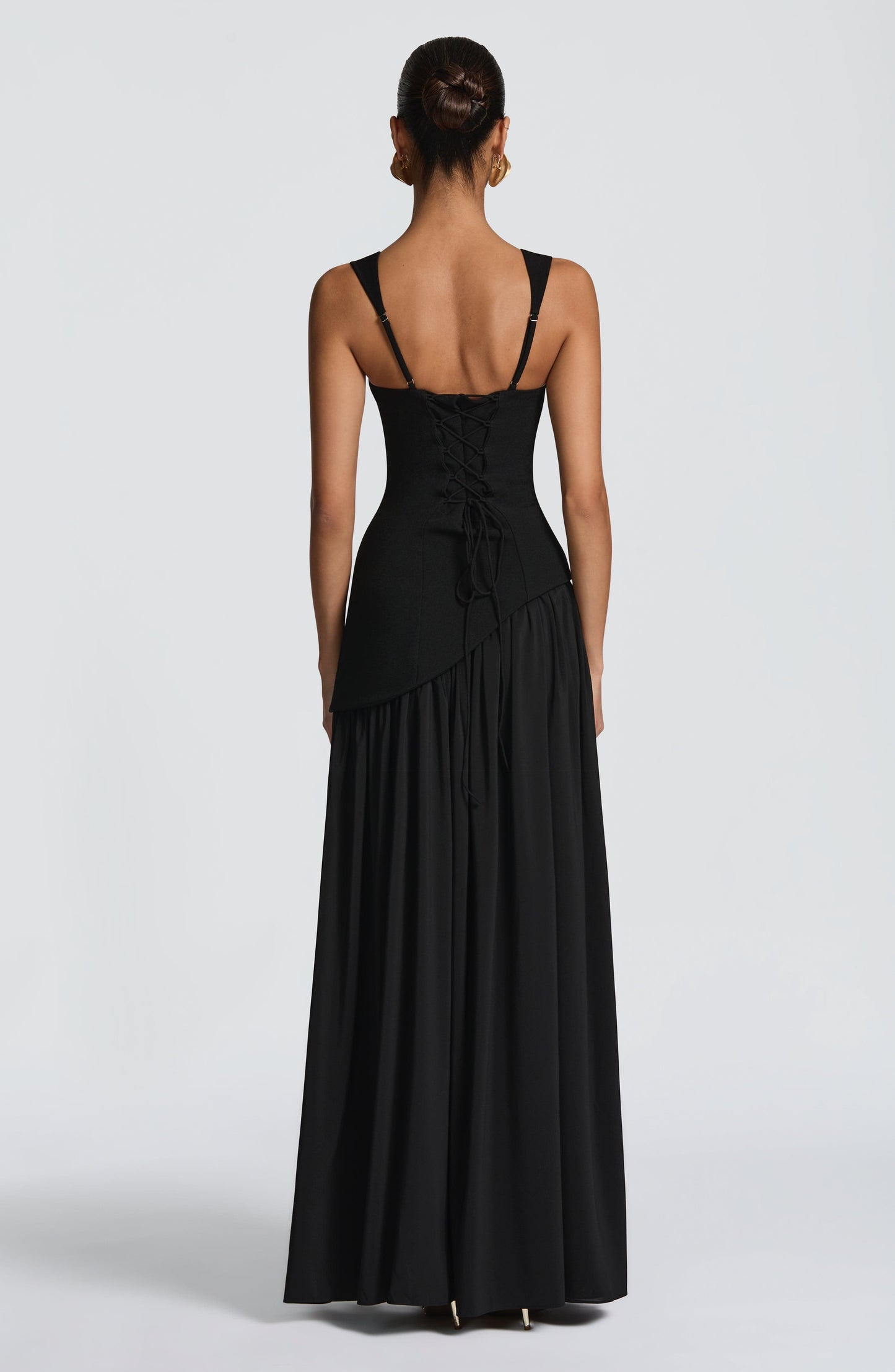 Koriora | Robe Maxi Lolita — Corsage Drapé & Jupe Chiffon Fendue