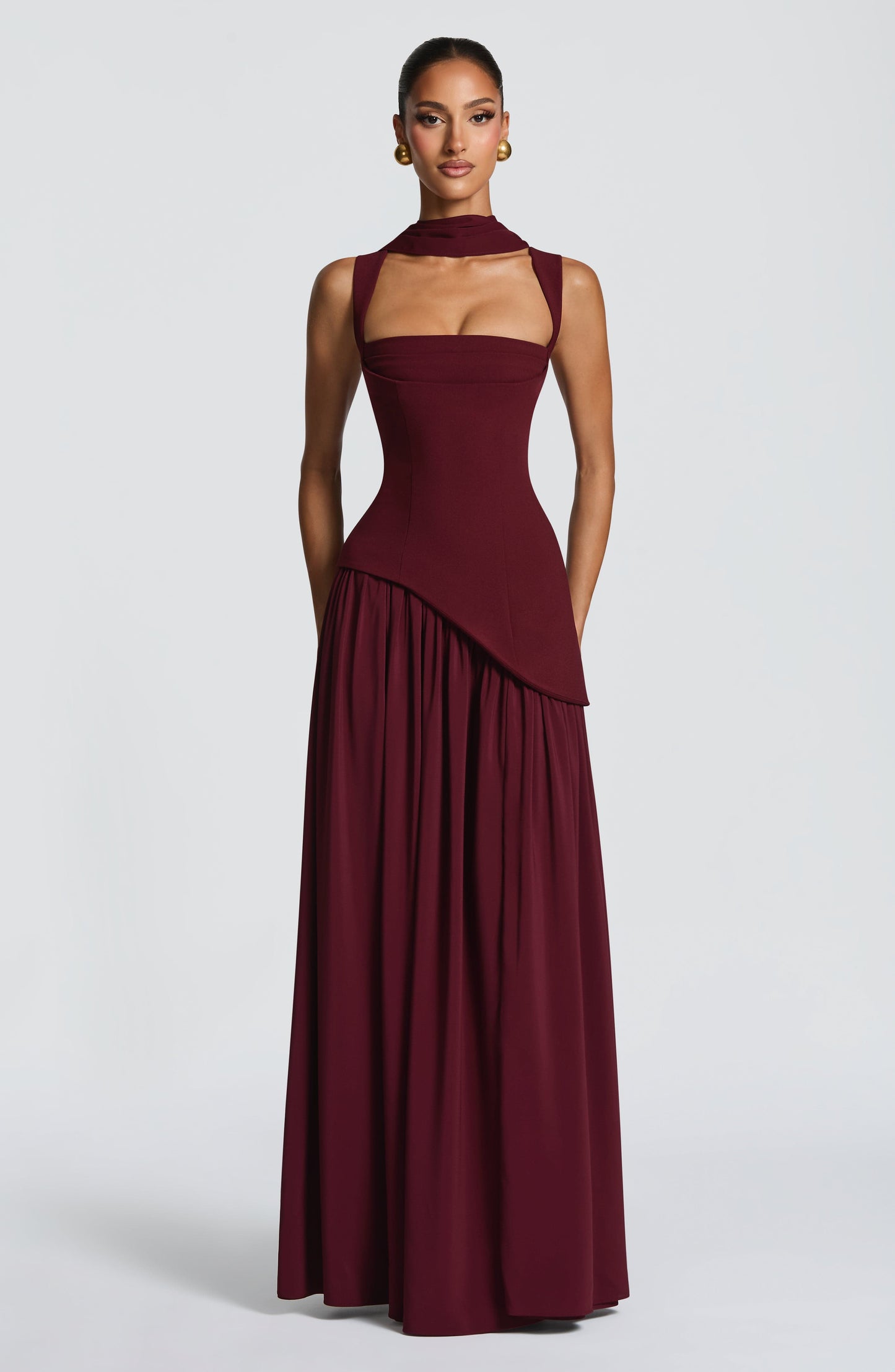 Koriora | Robe Maxi Lolita — Corsage Drapé & Jupe Chiffon Fendue