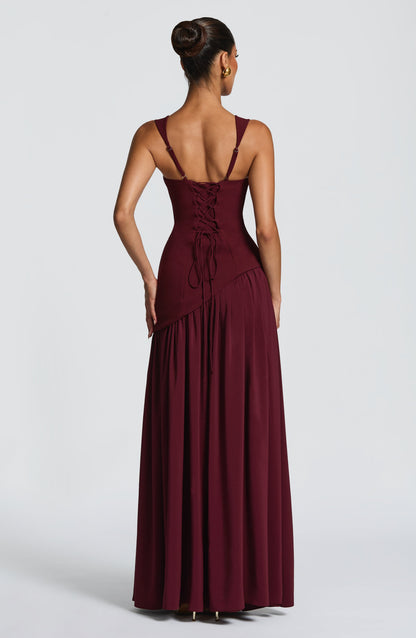 Koriora | Robe Maxi Lolita — Corsage Drapé & Jupe Chiffon Fendue