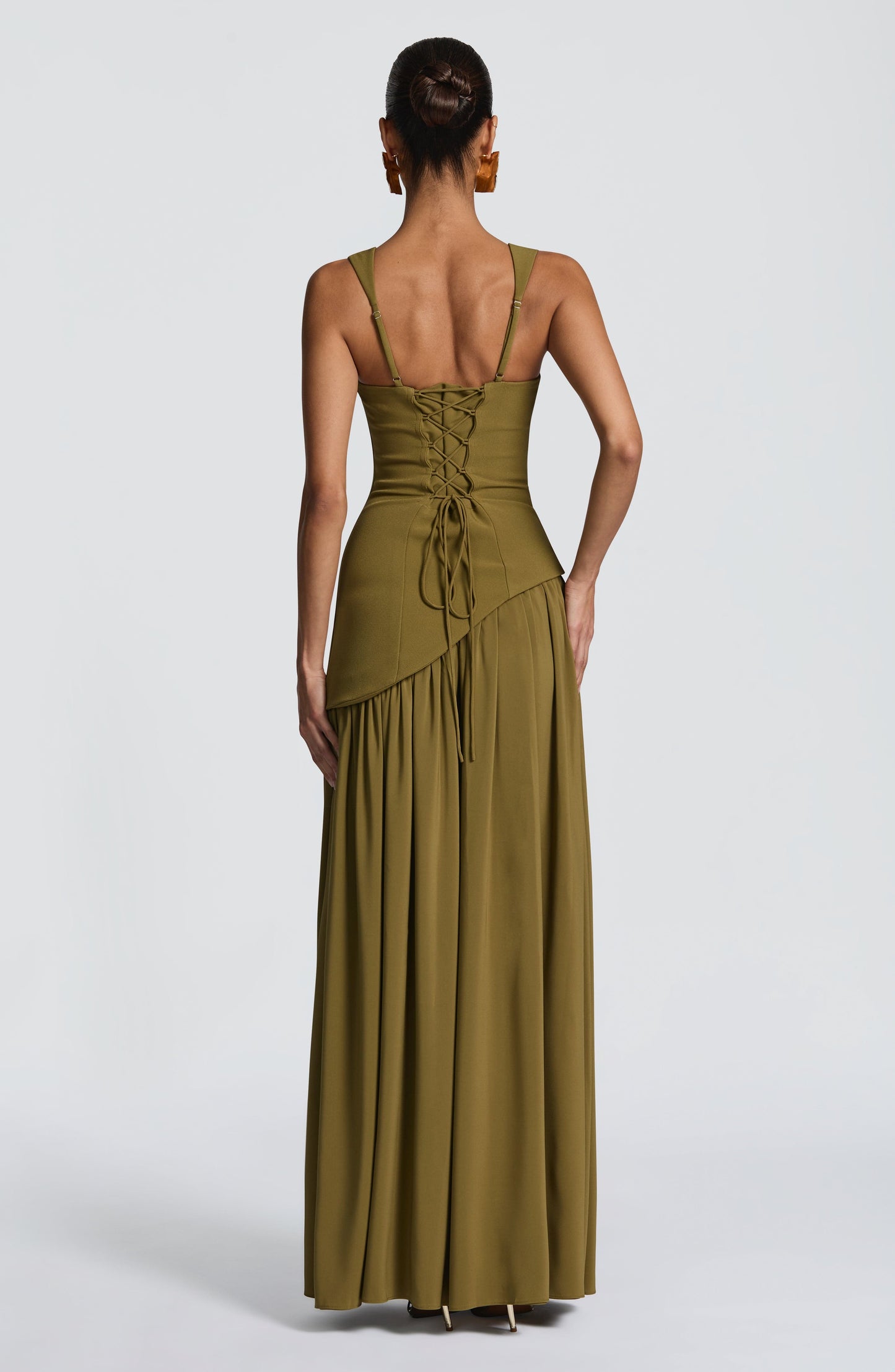 Koriora | Robe Maxi Lolita — Corsage Drapé & Jupe Chiffon Fendue