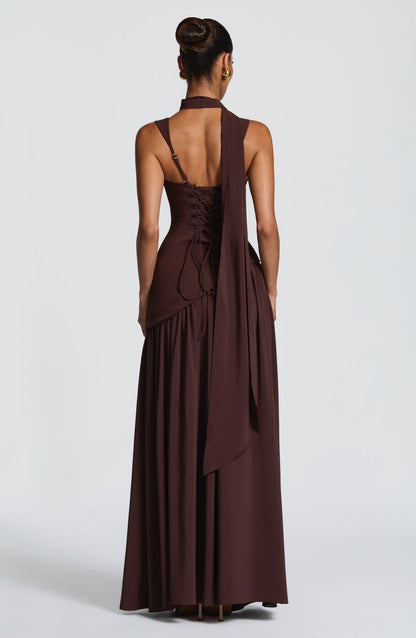 Koriora | Robe Maxi Lolita — Corsage Drapé & Jupe Chiffon Fendue
