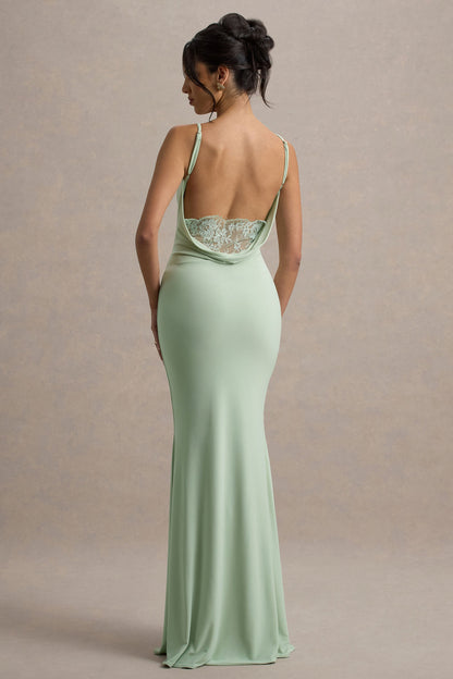 Koriora | Robe Maxi Stretch Stela — Dos Nu Dentelle & Drapé Élégant