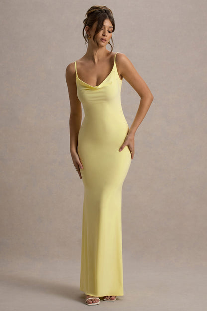 Koriora | Robe Maxi Stretch Stela — Dos Nu Dentelle & Drapé Élégant