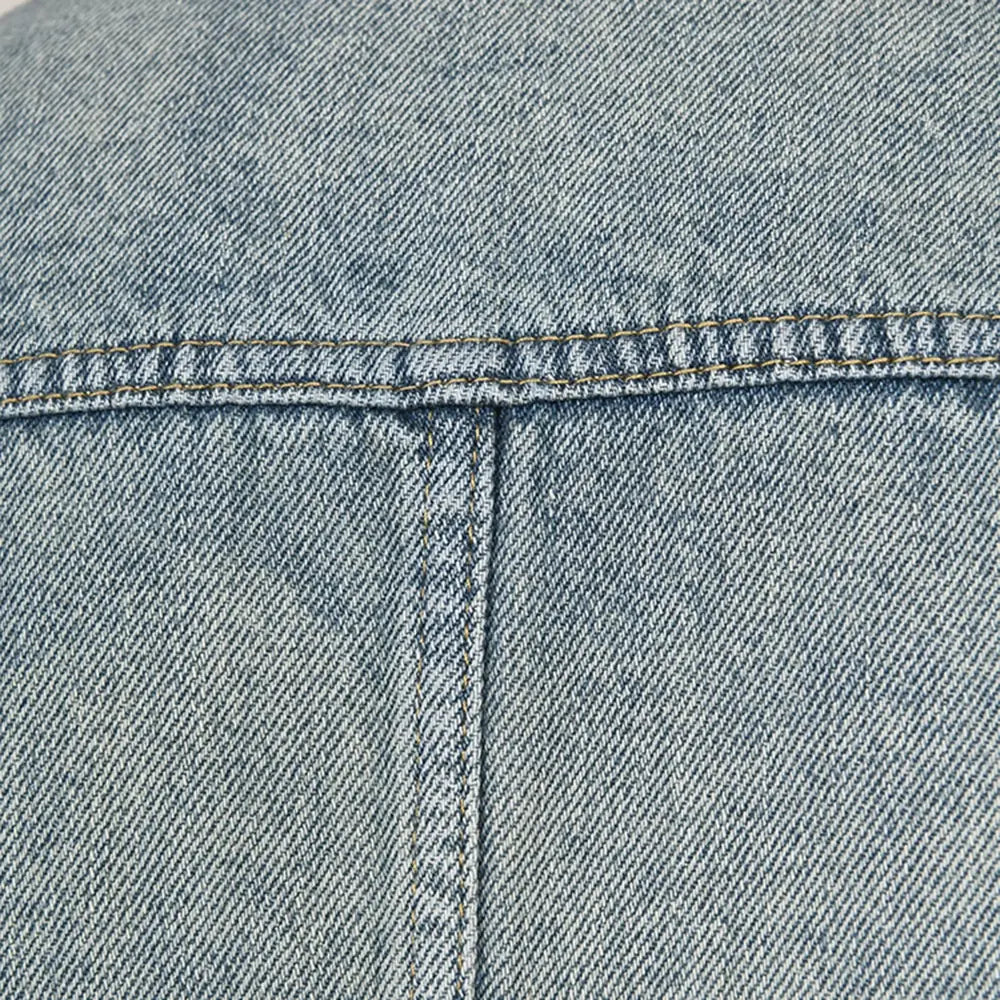 Veste en Jean Femme Oversize à Col Montant – Bleu Denim