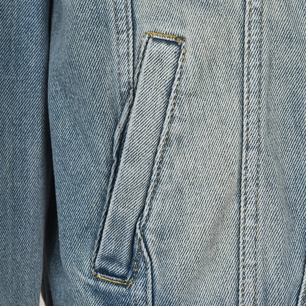 Veste en Jean Femme Oversize à Col Montant – Bleu Denim