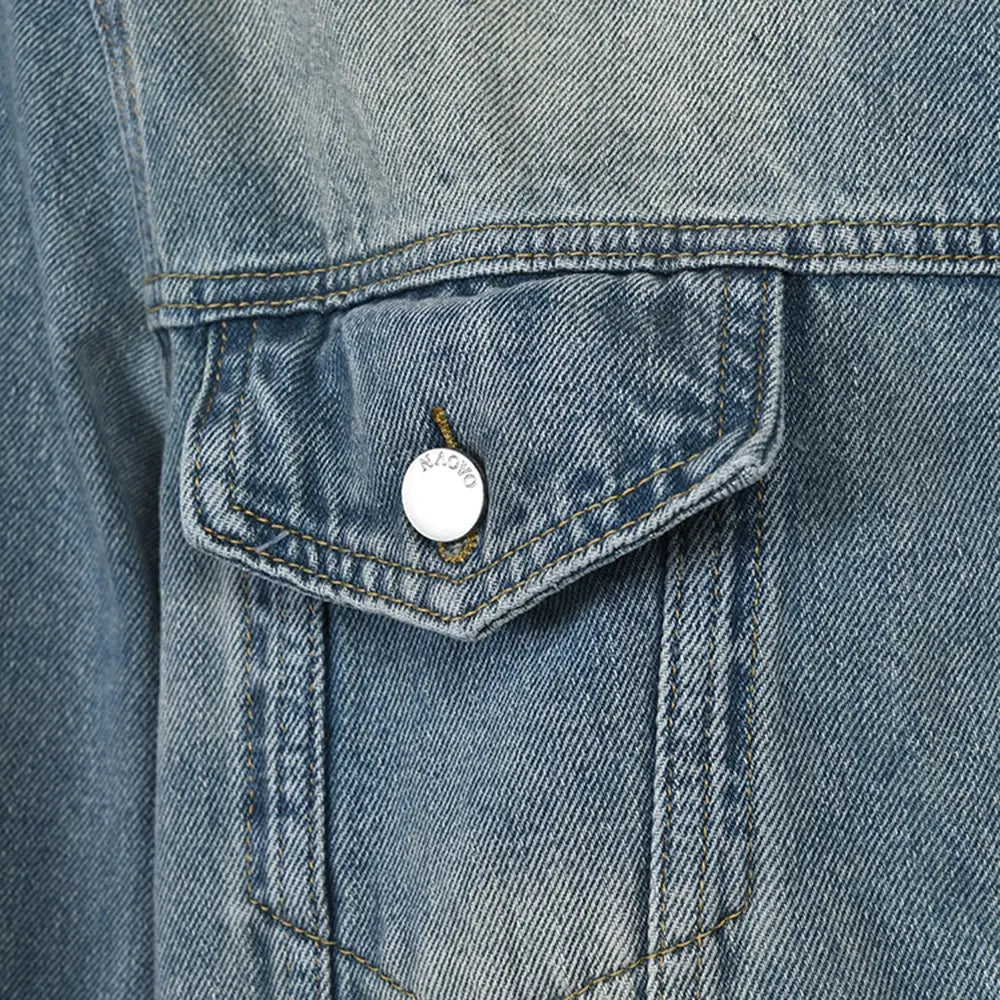 Veste en Jean Femme Oversize à Col Montant – Bleu Denim