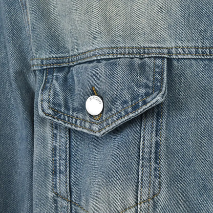 Veste en Jean Femme Oversize à Col Montant – Bleu Denim
