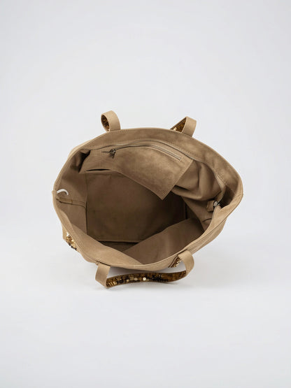 Sac Cabas Femme à Sequins Grand Format en Toile avec Fermeture Zippée