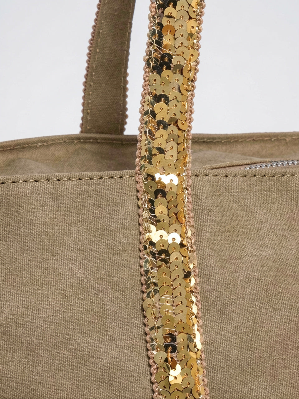 Sac Cabas Femme à Sequins Grand Format en Toile avec Fermeture Zippée