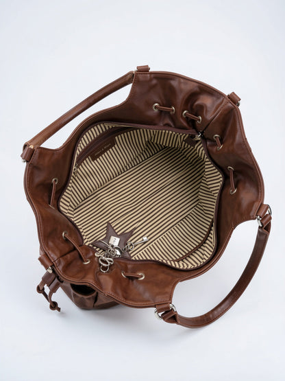 Sac Cabas Femme Marron en Similicuir – Grand Format avec Poches