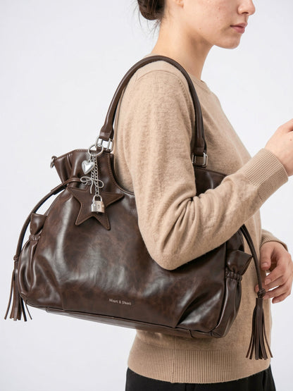 Sac Cabas Femme Marron en Similicuir – Grand Format avec Poches