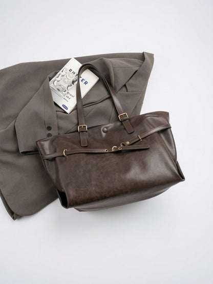 Sac Cabas Femme Oversize Marron  Grand Format Effet Cuir Vintage