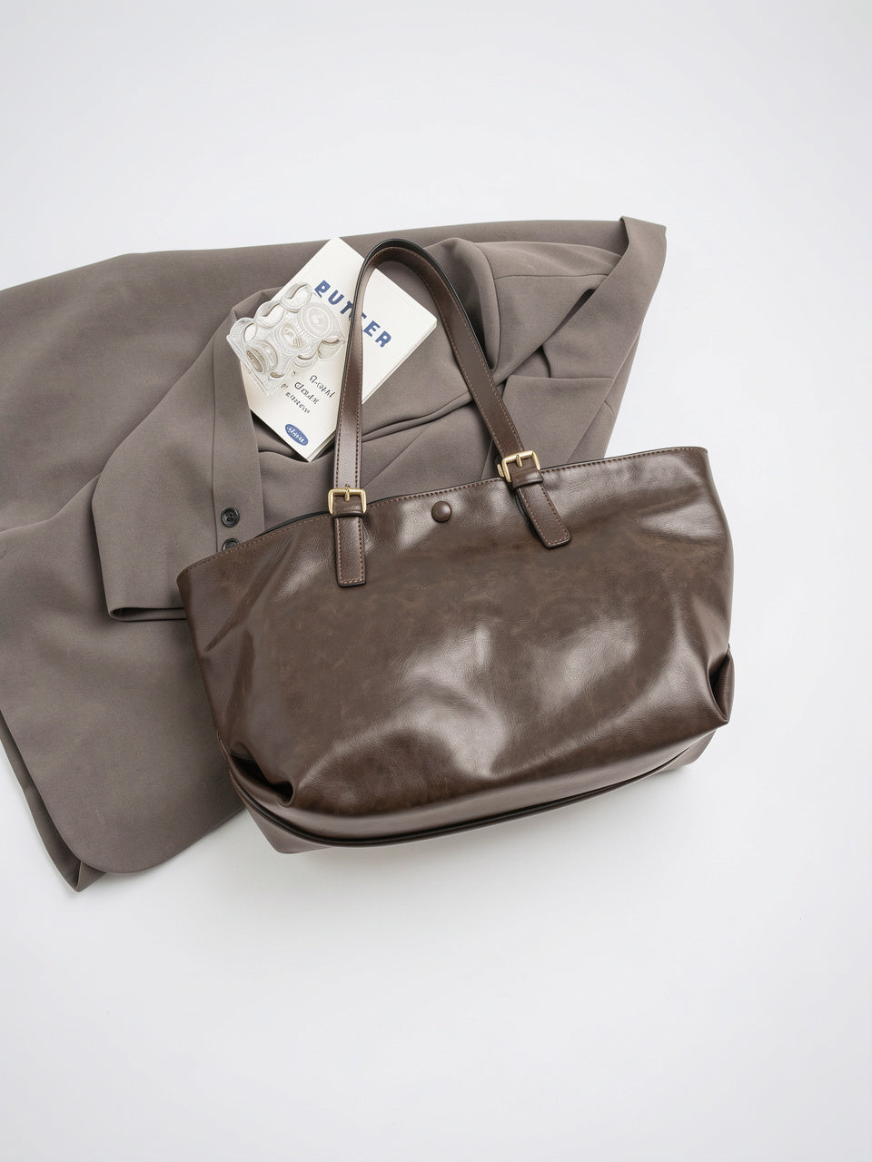 Sac Cabas Femme Oversize Marron  Grand Format Effet Cuir Vintage