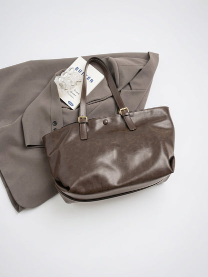 Sac Cabas Femme Oversize Marron  Grand Format Effet Cuir Vintage